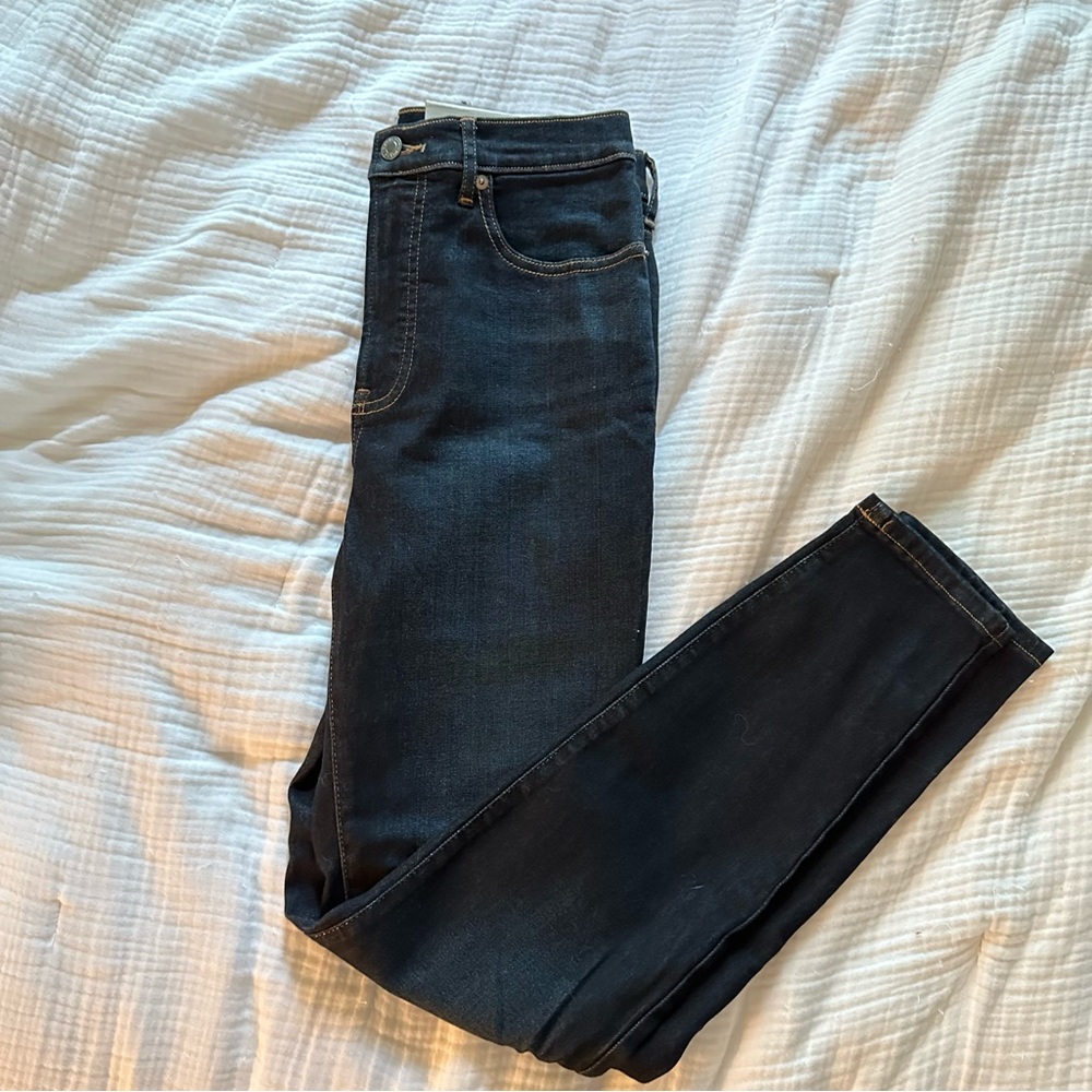 NWT everlane authentic stretch high-rise skinny jeans deep indigo sz 29 tall